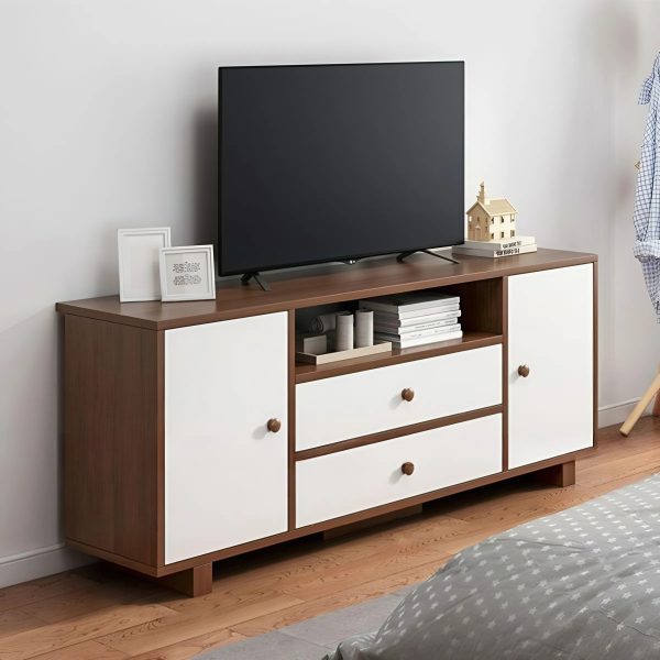 Kệ Tivi Gỗ Công Nghiệp MDF Vân Gỗ Phối Trắng Hiện Đại - TV05